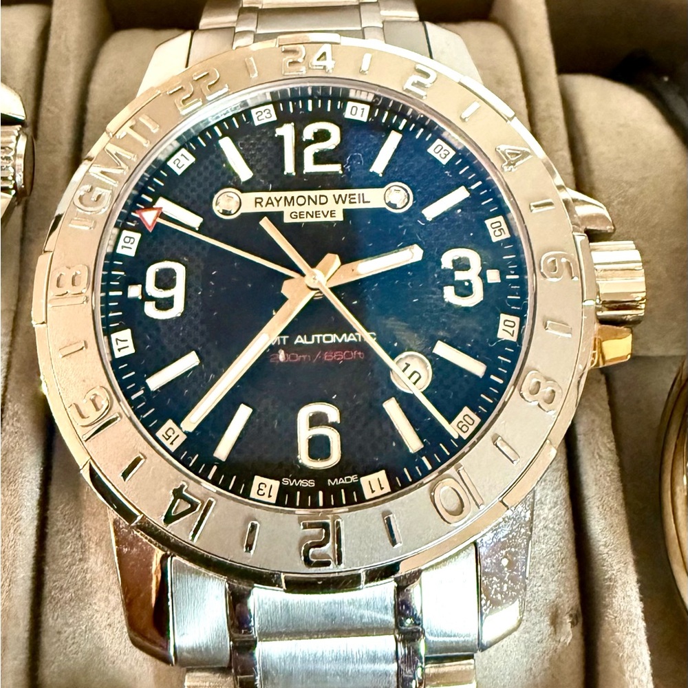 Raymond Weil Stainless Steel Watch with Blue Dial and Silver Bracelet